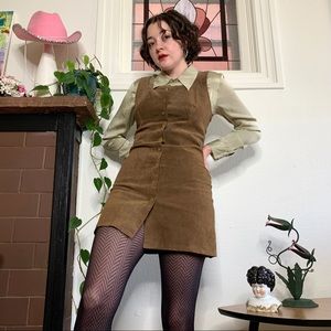 Vintage 1990s Suede Square Neck Mini Dress